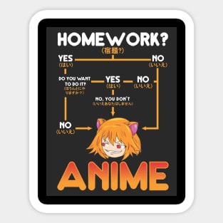 Just A Who Loves Anime Skipping Homework To Watch Anime Sticker